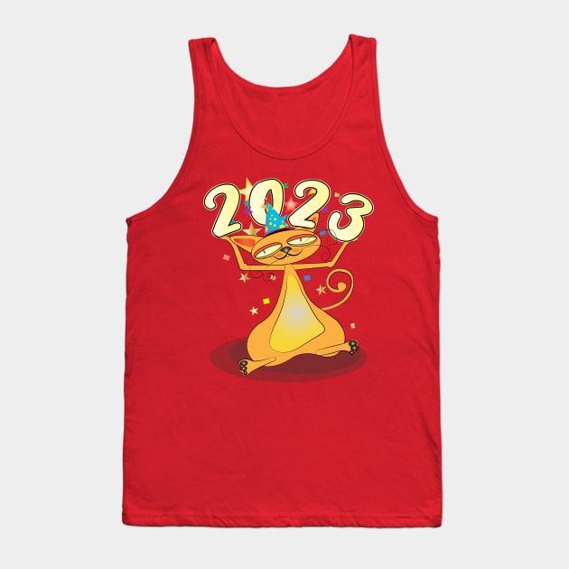 Happy New Year Cats 2023 Tank Top by ArticArtac